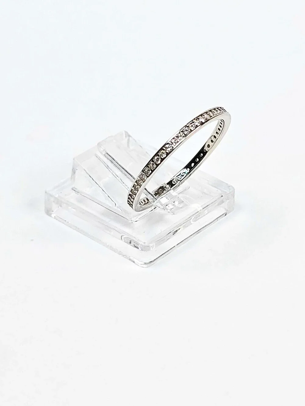 925 Sterling Silver CZ Eternity Band Ring Rhodium Wedding Anniversary Churumbela